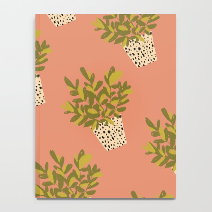 ZZ Plant Art on Terra cotta background Notebook Gallery Image 4