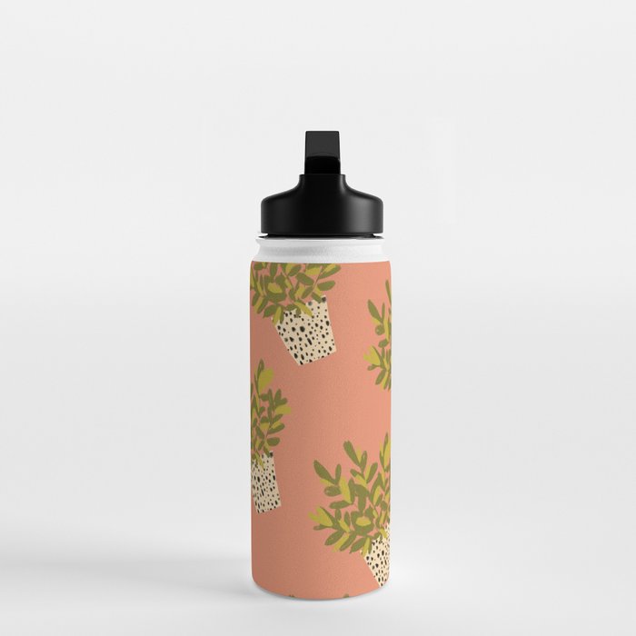 ZZ Plant Art on Terra cotta background Water Bottle Gallery Image 3