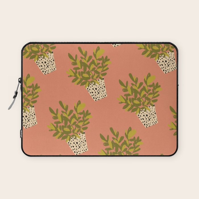 ZZ Plant Art on Terra cotta background Laptop Sleeve Gallery Image 1