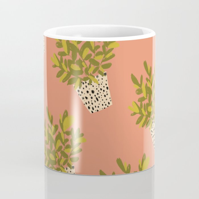 ZZ Plant Art on Terra cotta background Coffee Mug Gallery Image 4