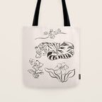 Tiger and Flower Line Art Tote Bag Gallery Image 1