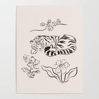 Tiger and Flower Line Art Poster Gallery Image 4