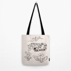 Tiger and Flower Line Art Tote Bag Gallery Image 2