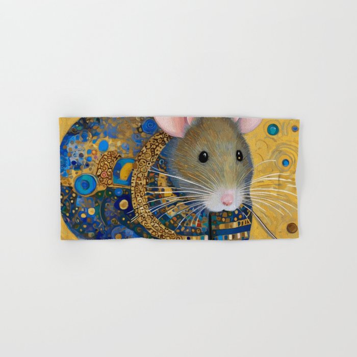 Gustav Klimt Style Mouse with Pink Ears Bath Towel Gallery Image 1