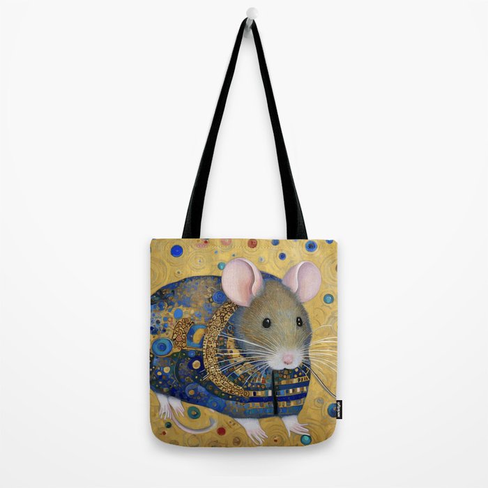 Gustav Klimt Style Mouse with Pink Ears Tote Bag Gallery Image 2
