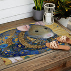 Gustav Klimt Style Mouse with Pink Ears Outdoor Rug Gallery Image 2