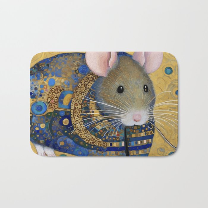 Gustav Klimt Style Mouse with Pink Ears Bath Mat Gallery Image 1