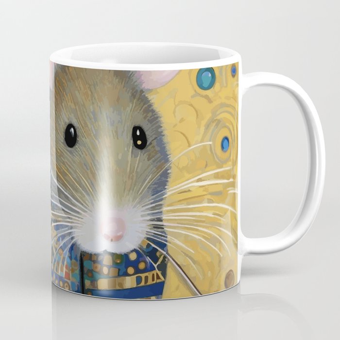 Gustav Klimt Style Mouse with Pink Ears Coffee Mug Gallery Image 1