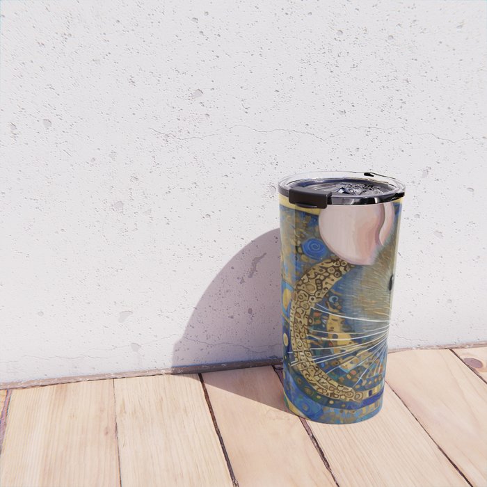 Gustav Klimt Style Mouse with Pink Ears Travel Mug Gallery Image 4