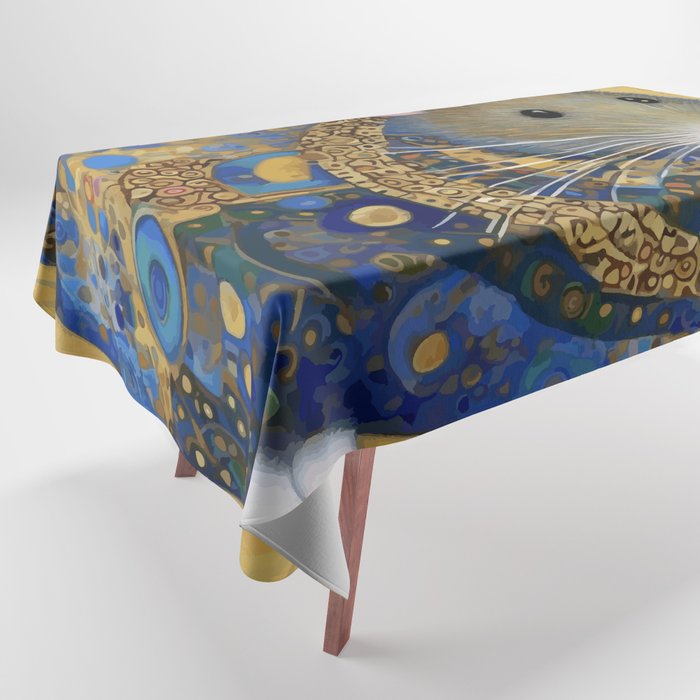 Gustav Klimt Style Mouse with Pink Ears Tablecloth Gallery Image 1