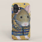 Gustav Klimt Style Mouse with Pink Ears iPhone Case Gallery Image 1