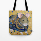 Gustav Klimt Style Mouse with Pink Ears Tote Bag Gallery Image 1