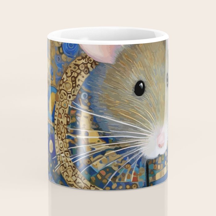 Gustav Klimt Style Mouse with Pink Ears Coffee Mug Gallery Image 4