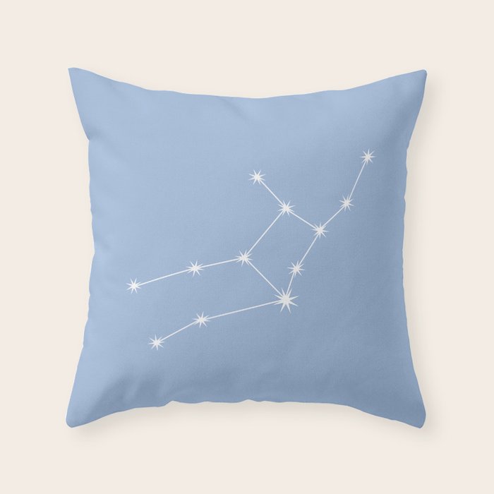 Virgo Zodiac Star Constellation Line Art Sky Blue Throw Pillow Gallery Image 1