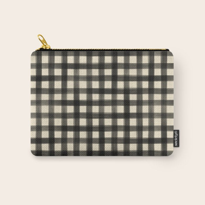 Watercolor Gingham - Black and Cream Carry All Pouch Gallery Image 1