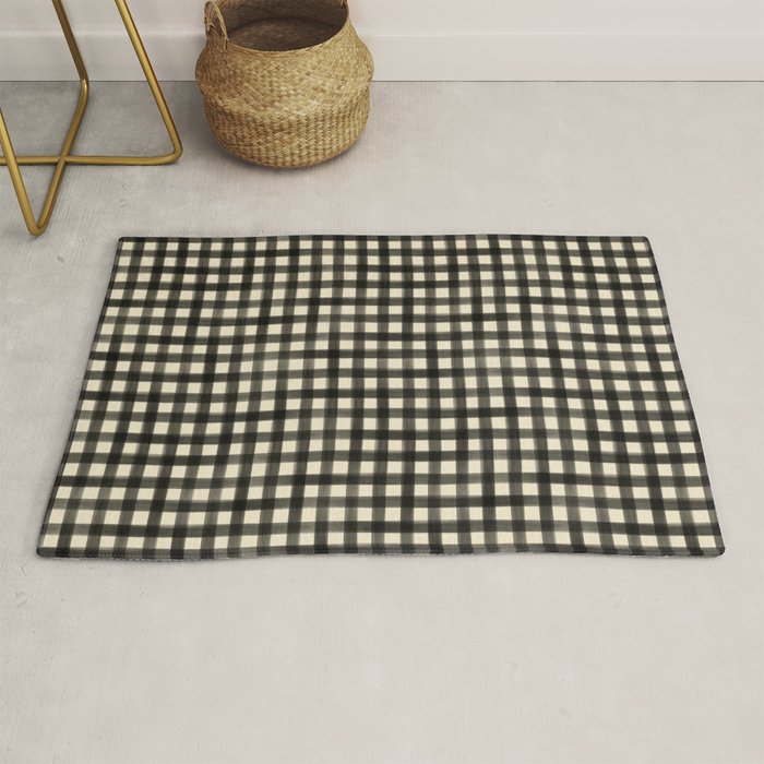 Watercolor Gingham - Black and Cream Rug Gallery Image 1