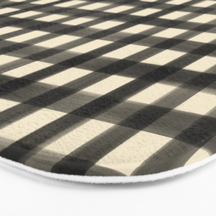 Watercolor Gingham - Black and Cream Bath Mat Gallery Image 3
