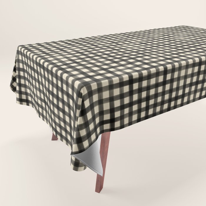 Watercolor Gingham - Black and Cream Tablecloth Gallery Image 1