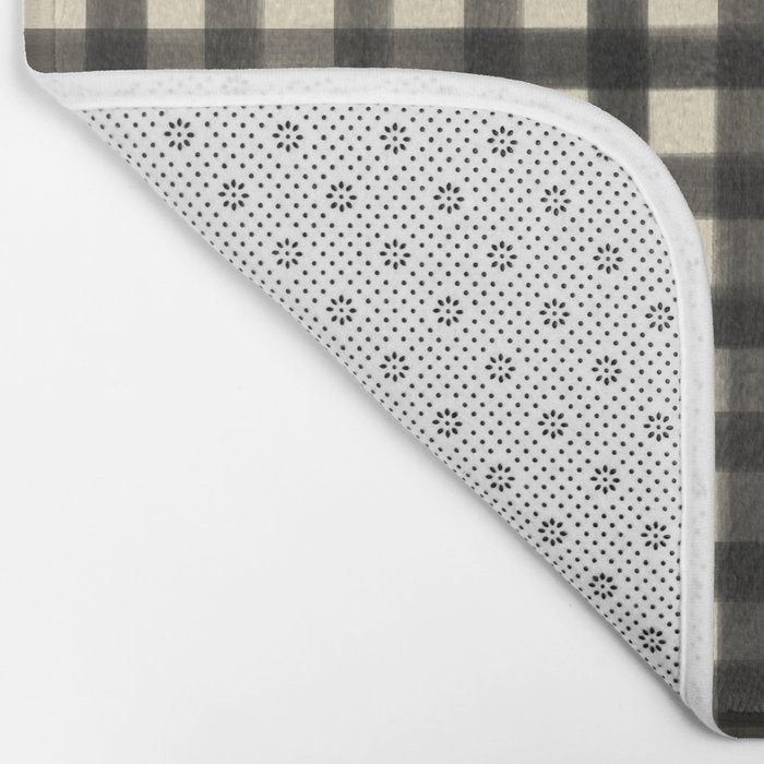 Watercolor Gingham - Black and Cream Bath Mat Gallery Image 2