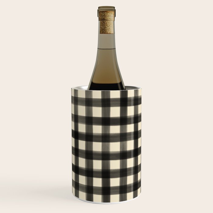 Watercolor Gingham - Black and Cream Wine Chiller Gallery Image 1
