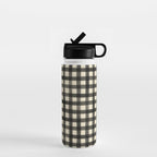Watercolor Gingham - Black and Cream Water Bottle Gallery Image 1