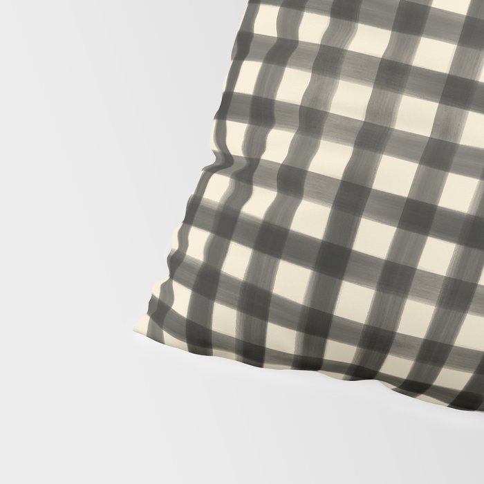 Watercolor Gingham - Black and Cream Pillow Sham Gallery Image 4