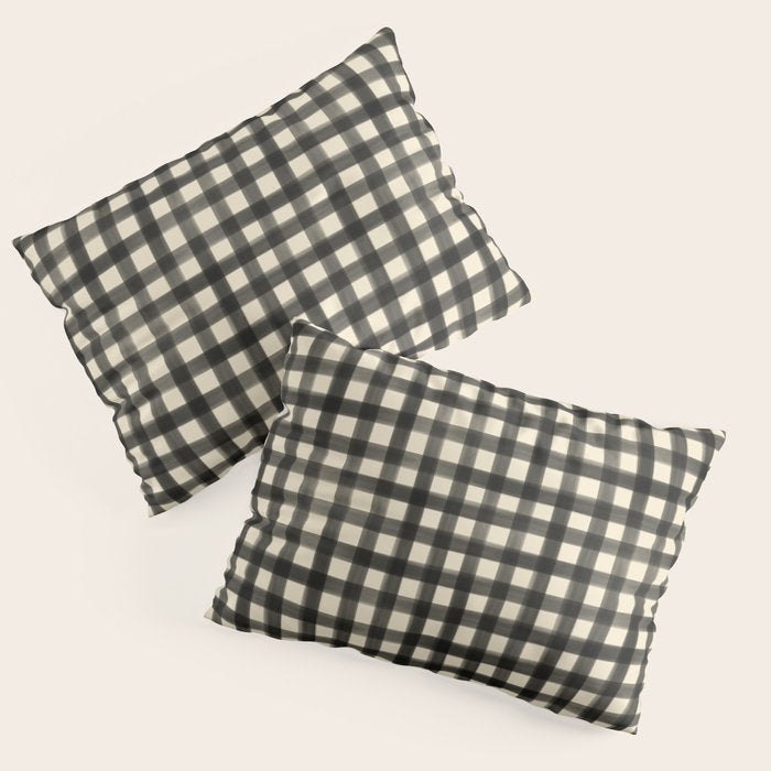 Watercolor Gingham - Black and Cream Pillow Sham Gallery Image 3