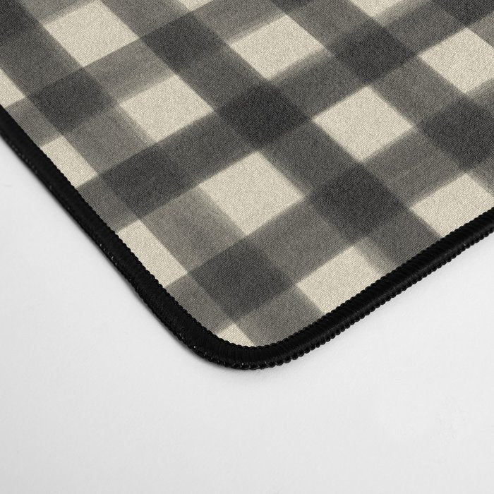 Watercolor Gingham - Black and Cream Desk Mat Gallery Image 4