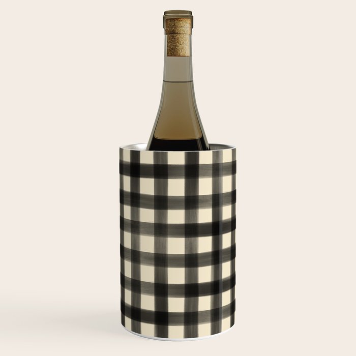 Watercolor Gingham - Black and Cream Wine Chiller Gallery Image 2