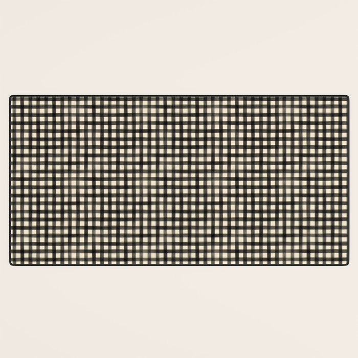 Watercolor Gingham - Black and Cream Desk Mat Gallery Image 3