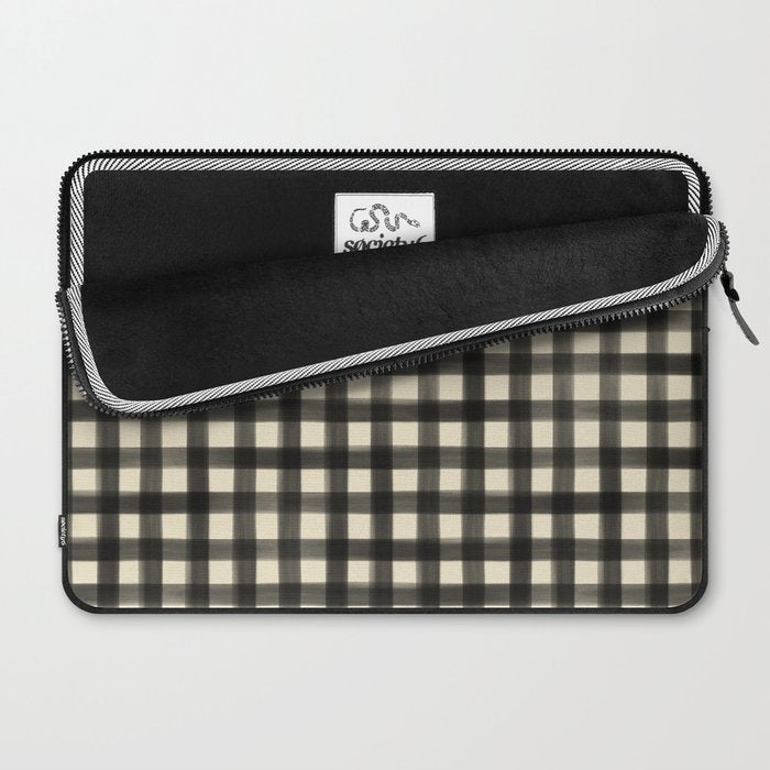 Watercolor Gingham - Black and Cream Laptop Sleeve Gallery Image 2