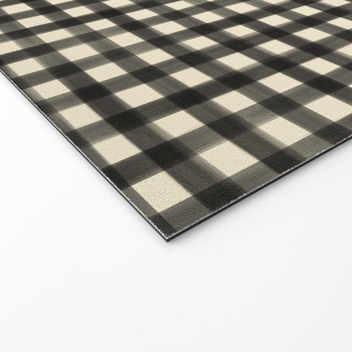 Watercolor Gingham - Black and Cream Welcome Mat Gallery Image 2
