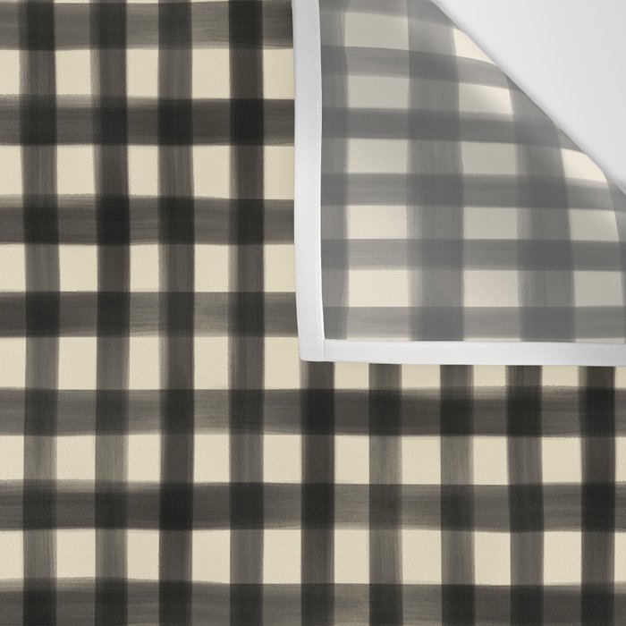 Watercolor Gingham - Black and Cream Wall Tapestry Gallery Image 3