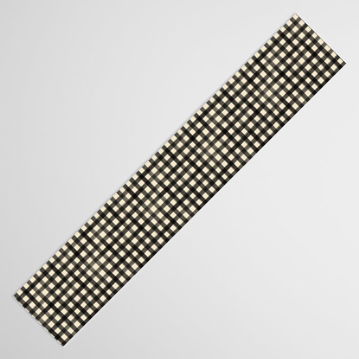 Watercolor Gingham - Black and Cream Table Runner Gallery Image 3