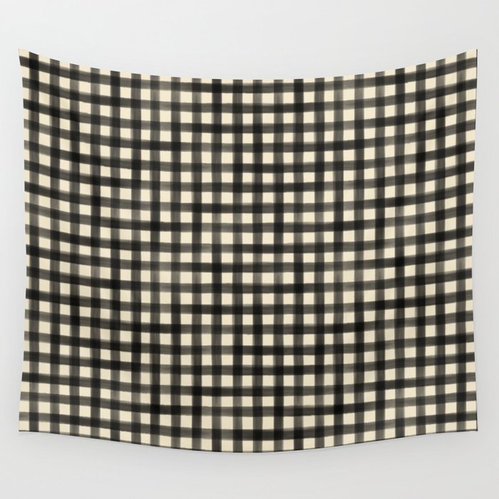 Watercolor Gingham - Black and Cream Wall Tapestry Gallery Image 4