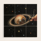 Galactic DJ II - Saturn Disco Ball Wood Wall Art Gallery Image 1