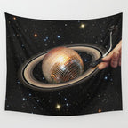 Galactic DJ II - Saturn Disco Ball Wall Tapestry Gallery Image 4