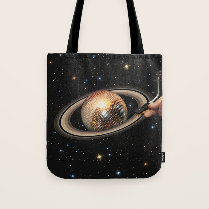 Galactic DJ II - Saturn Disco Ball Tote Bag Gallery Image 1