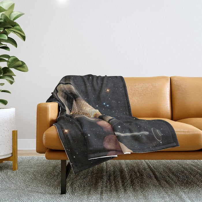 Galactic DJ II - Saturn Disco Ball Throw Blanket Gallery Image 1