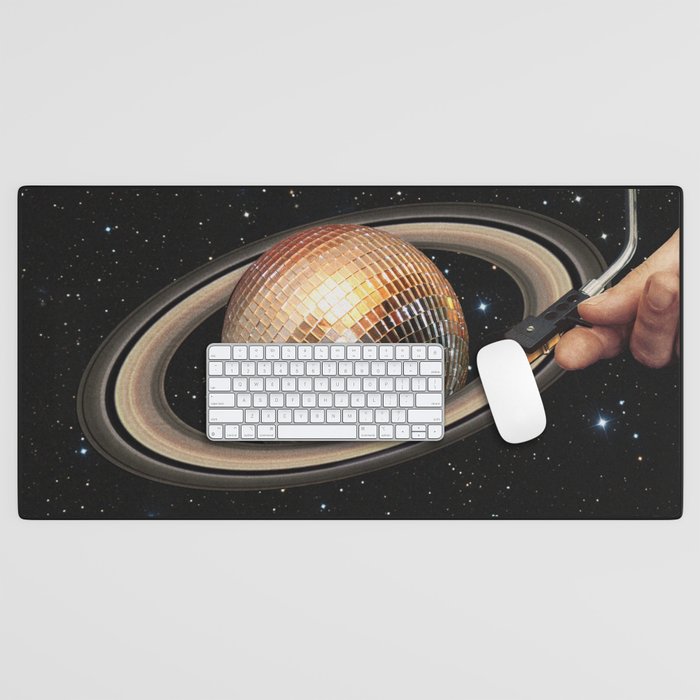 Galactic DJ II - Saturn Disco Ball Desk Mat Gallery Image 1