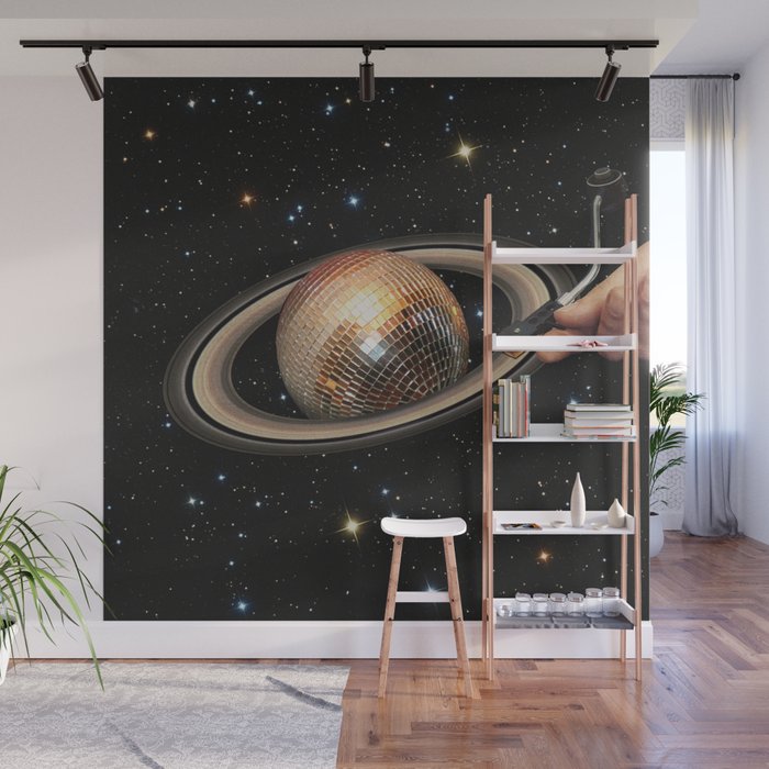 Galactic DJ II - Saturn Disco Ball Wall Mural Gallery Image 1