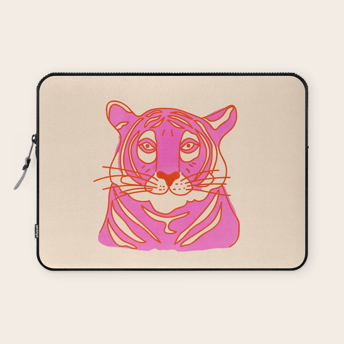 Hot Pink Tiger Portrait Laptop Sleeve Gallery Image 1