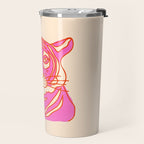 Hot Pink Tiger Portrait Travel Mug Gallery Image 2