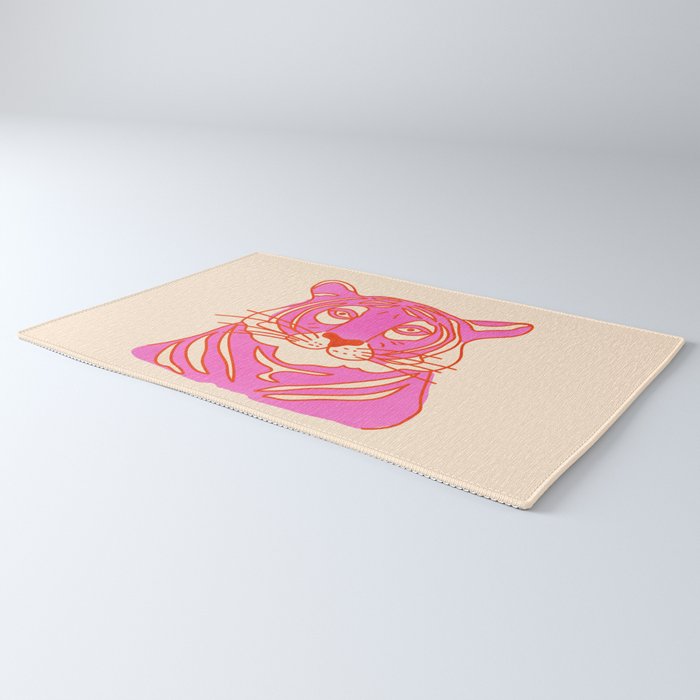 Hot Pink Tiger Portrait Rug Gallery Image 3