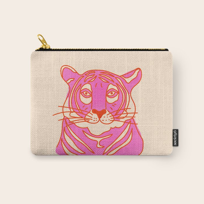 Hot Pink Tiger Portrait Carry All Pouch Gallery Image 1
