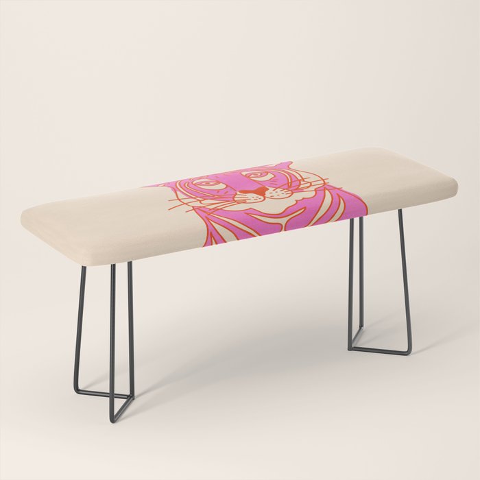 Hot Pink Tiger Portrait Bench Gallery Image 1