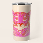 Hot Pink Tiger Portrait Travel Mug Gallery Image 1