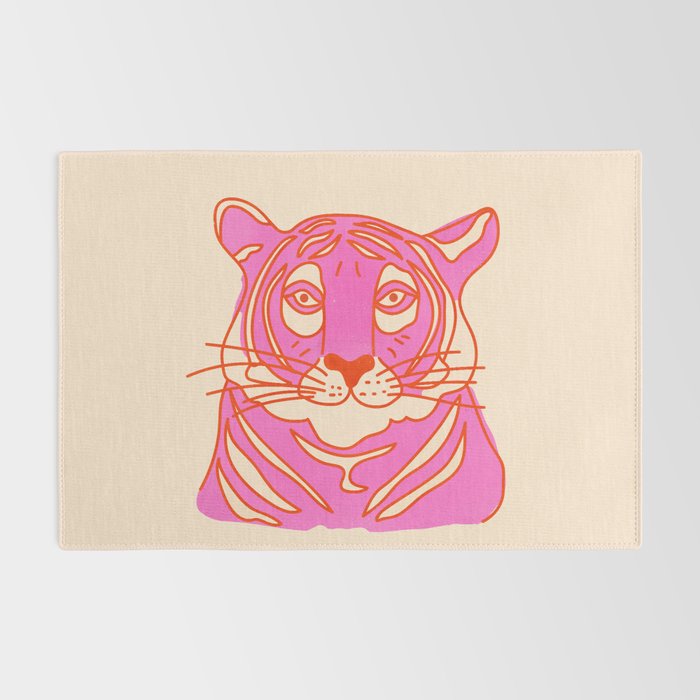 Hot Pink Tiger Portrait Rug Gallery Image 2