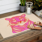 Hot Pink Tiger Portrait Outdoor Rug Gallery Image 2