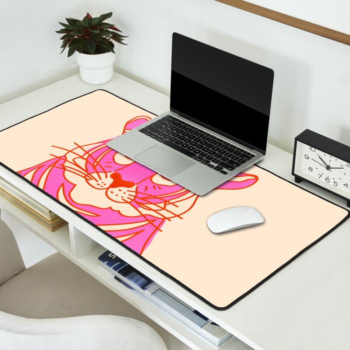 Hot Pink Tiger Portrait Desk Mat Gallery Image 2